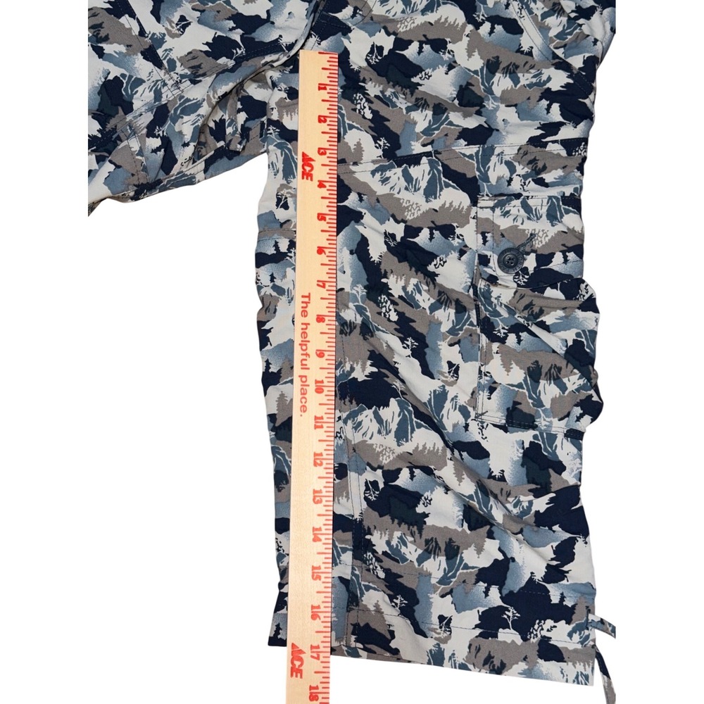The North Face Capri Cargo Pants Women 4 Blue Mountain Camo Hiking Crop‎ Tie Hem - Picture 4 of 12